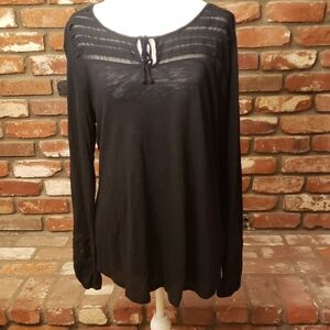 Lucky Brand Black Tie-Front Blouse